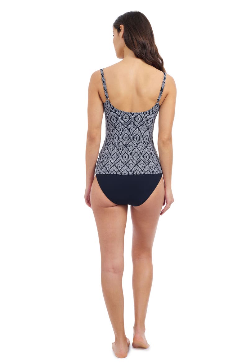 Plume Square Neck D Cup tankini, Alternate, color, Black White