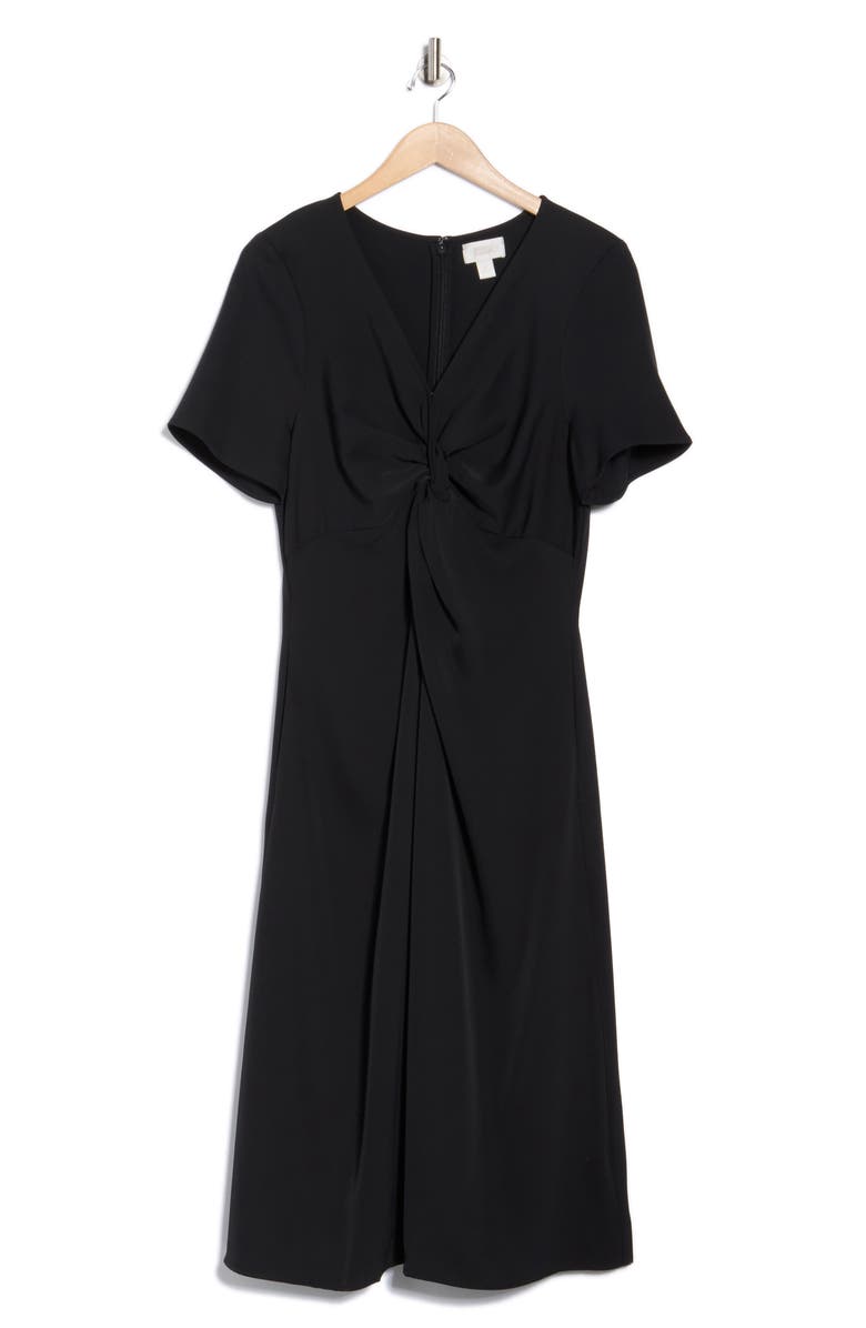 NORDSTROM RACK Twist Front Midi Dress, Alternate, color, Black