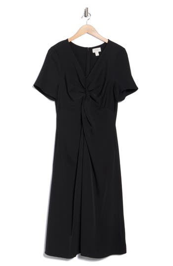 Nordstrom Rack Twist Front Midi Dress In Black