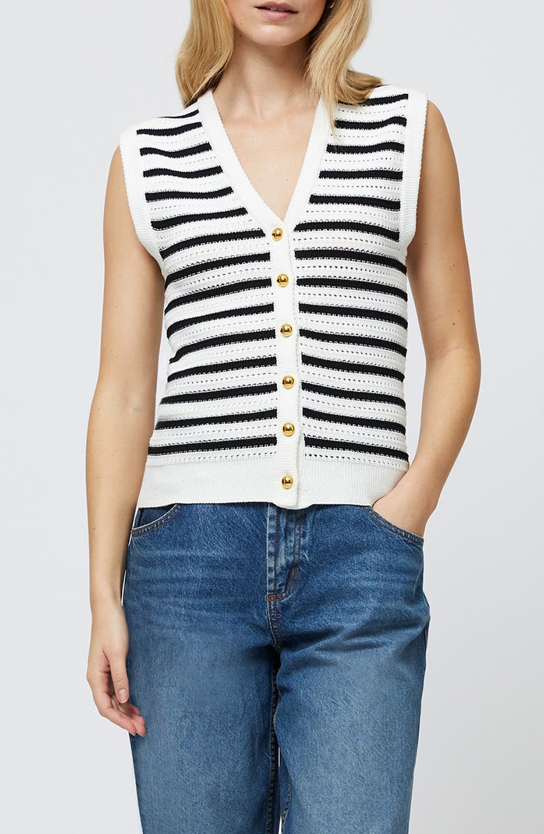 French Connection Lumi Mozart Open Stitch Sweater Vest, Main, color, Summer White