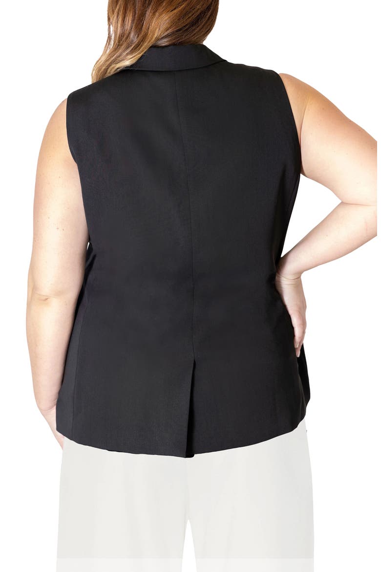 Long Crepe Vest, Alternate, color, BLACK