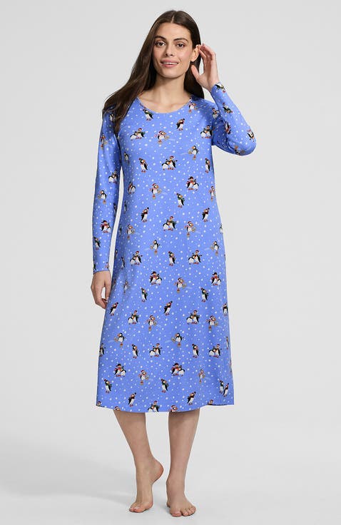Cotton Long Sleeve Midcalf Nightgown