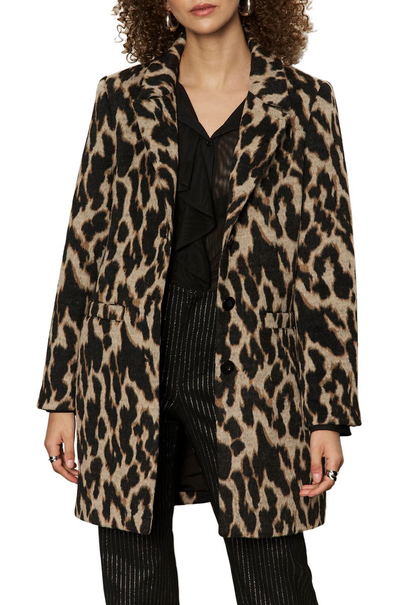Sanctuary Downtown Leopard Print Jacket, Main, color, Leopard Brown