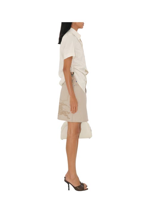 Burberry Equestrian Knight Denim Skirt In Rubble