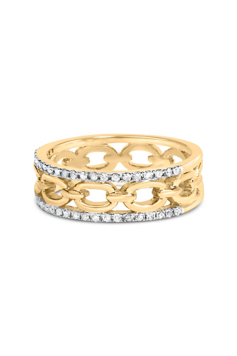 10K Yellow Gold 1/5 Cttw Diamond Two Row Cuban Link Ring, Alternate, color, Yellow Gold