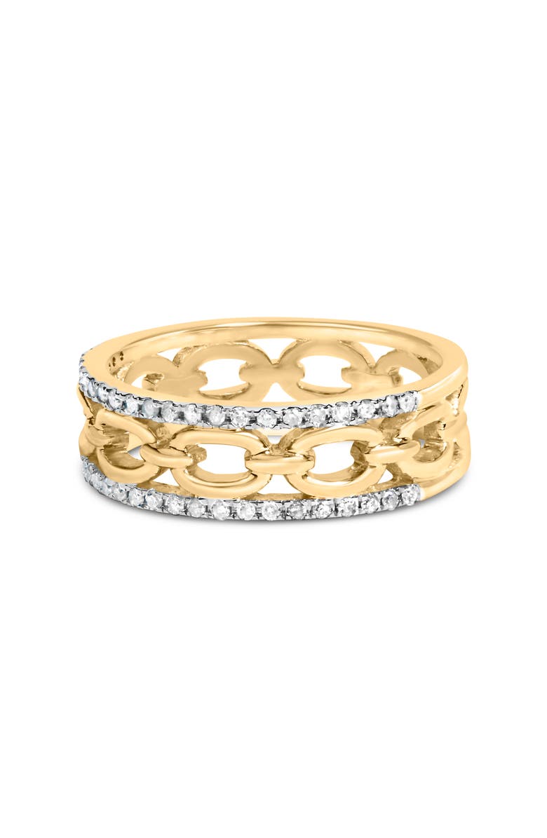 Haus of Brilliance 10K Yellow Gold 1/5 Cttw Diamond Two Row Cuban Link Ring, Alternate, color, Yellow Gold
