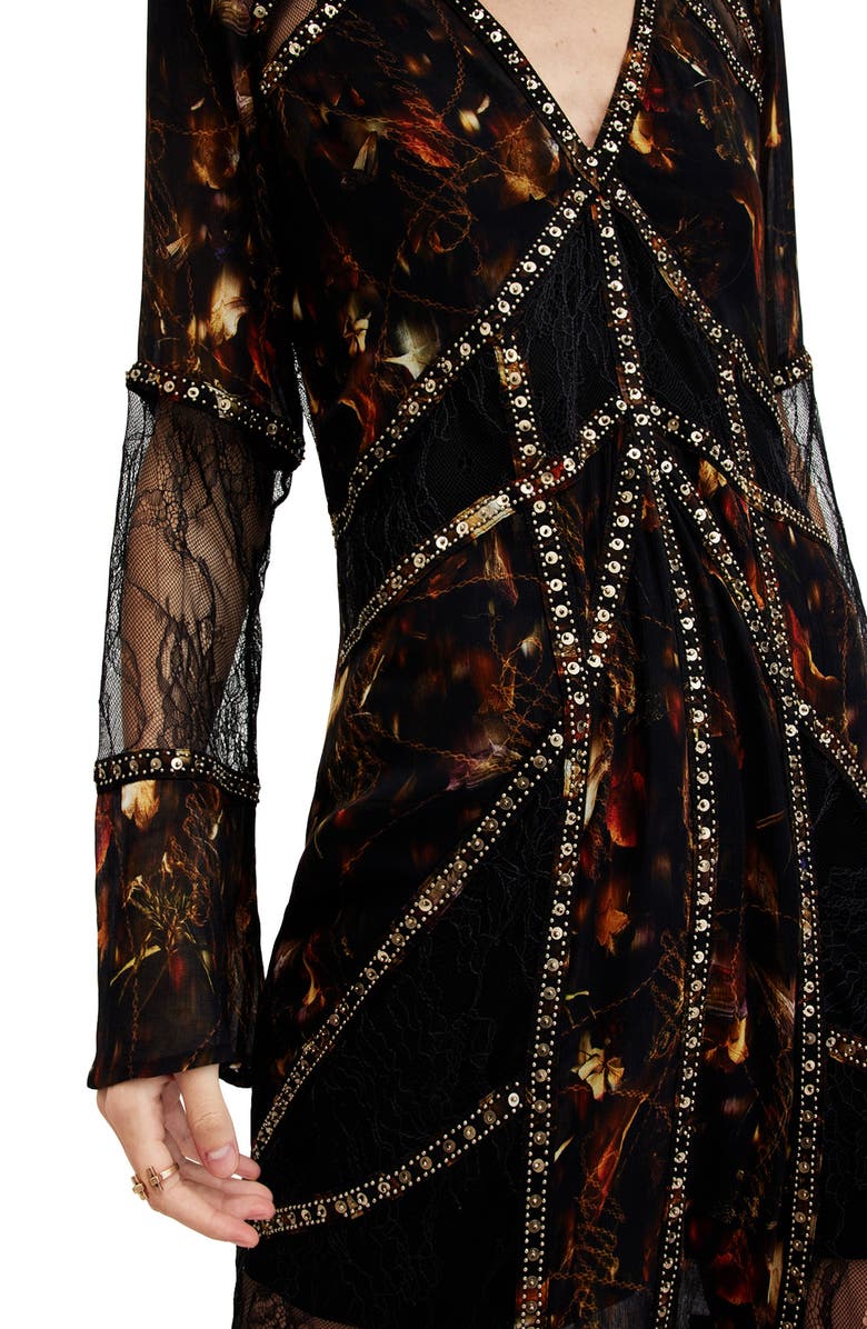 AllSaints Bryn Embellished Long Sleeve Maxi Dress, Alternate, color,