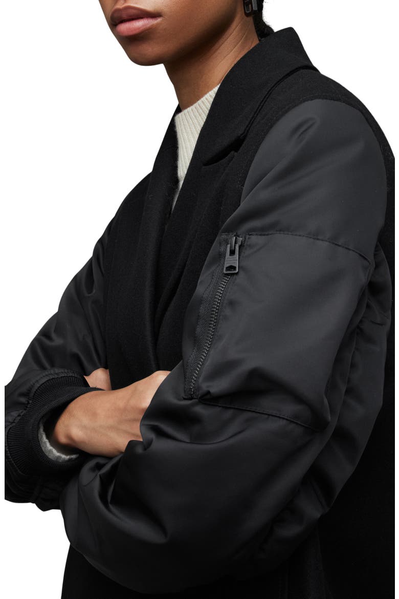 Paulah Wool Blend Longline Coat, Alternate, color, BLACK
