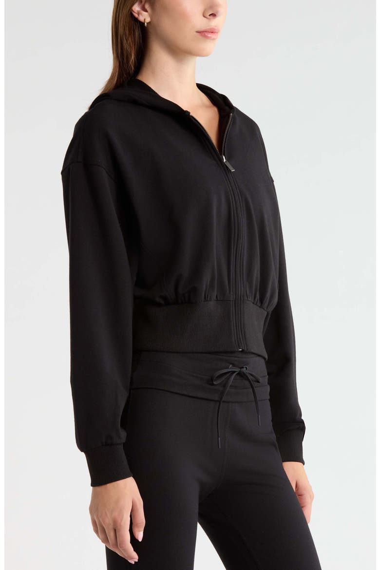 Weekend Stretch Cotton Blend French Terry Hoodie, Alternate, color, BLACK