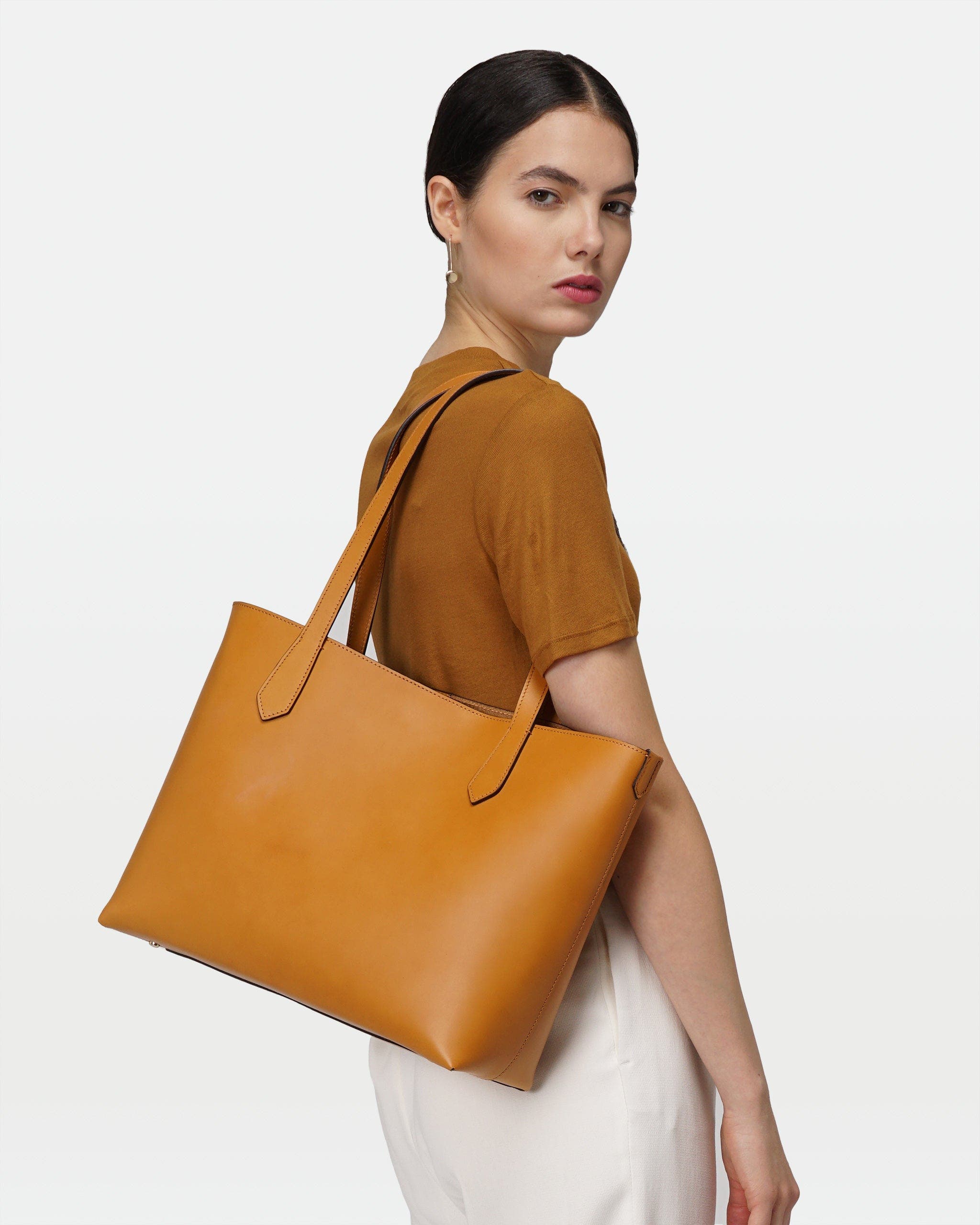 Elba Structured Tote In Vegetable-Tanned Leather, Alternate, color, Dark Tan