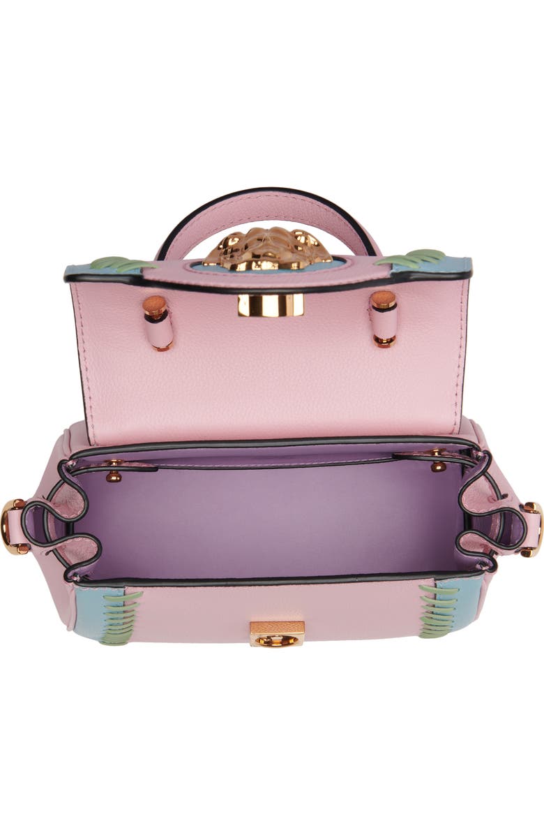 Versace La Medusa Two-Tone Whipstitch Leather Handbag, Alternate, color,