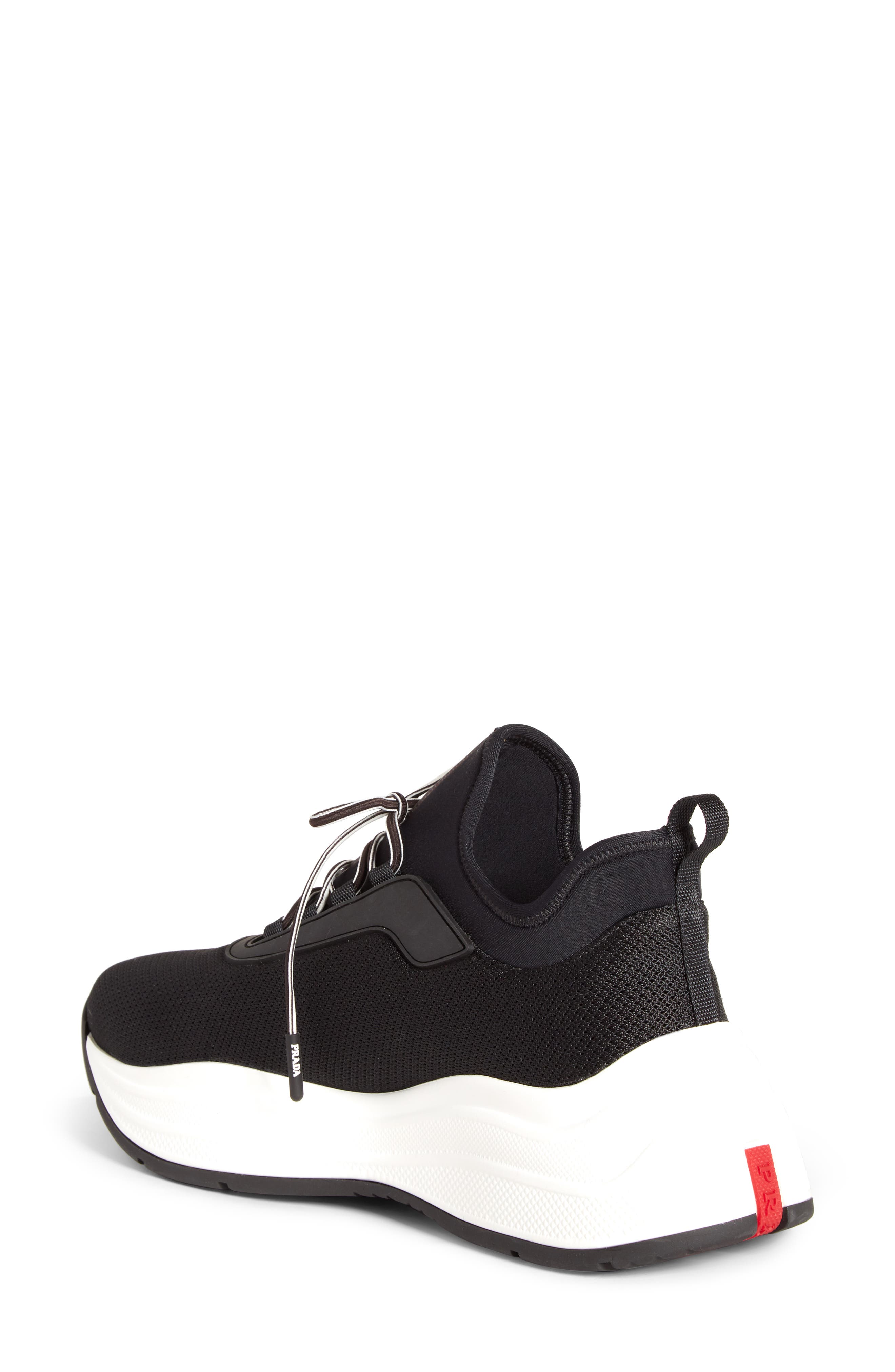 Prada Platform Lace-Up Sneaker, Alternate, color, 
