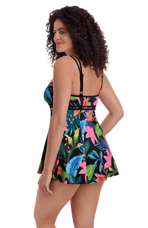 Longitude Empire Princess Seam Long Torso Swim Dress In Multi