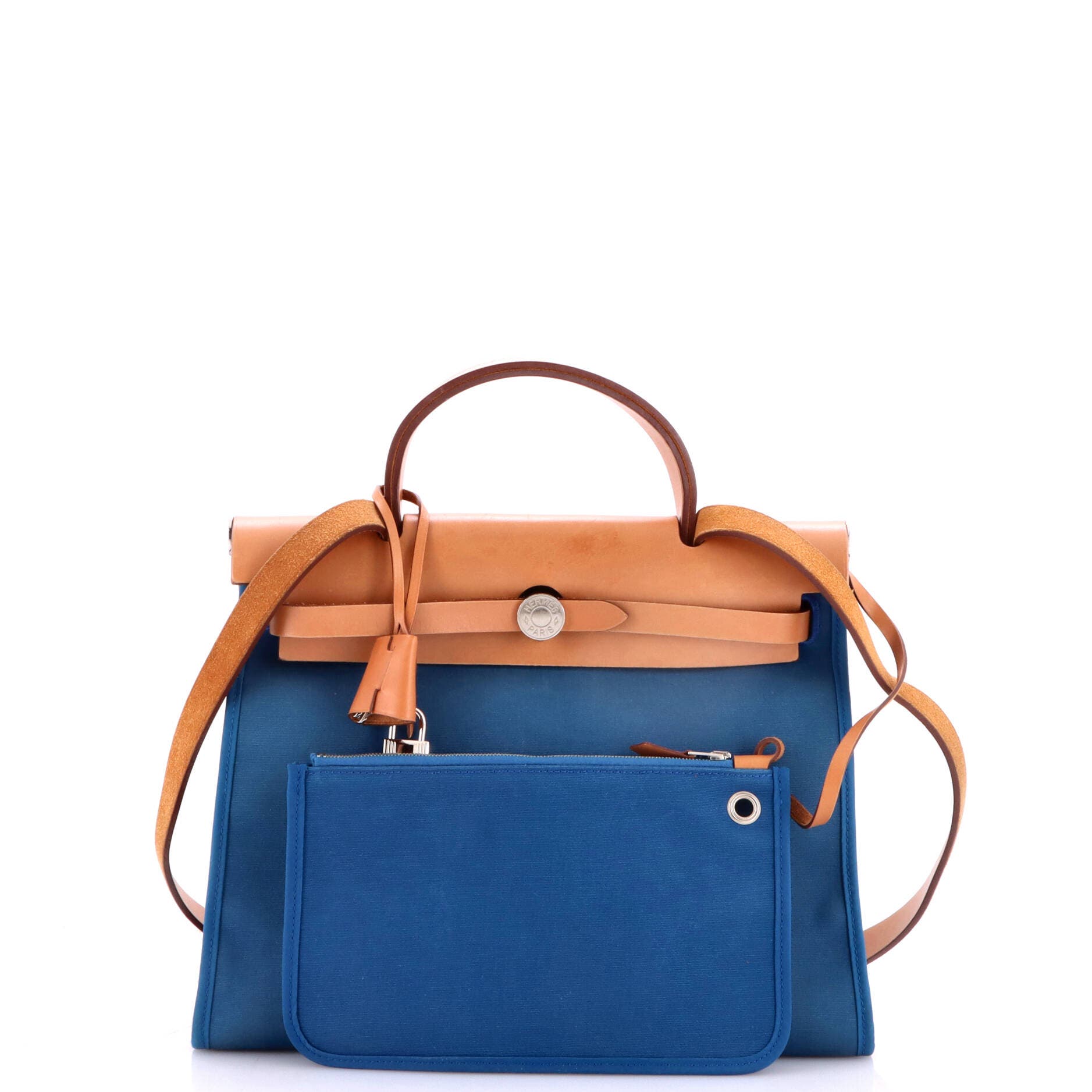 Herbag Zip Leather and Toile 31, Alternate, color, Blue