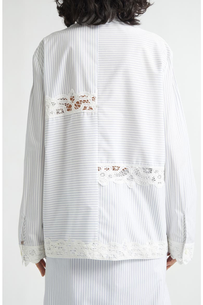 Stripe Lace Trim Cotton Button-Up Shirt, Alternate, color, IVORY/ BLACK
