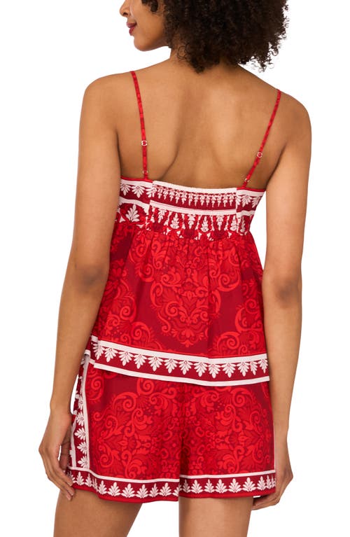 1.state Split Neck Sleeveless Blouse In Red