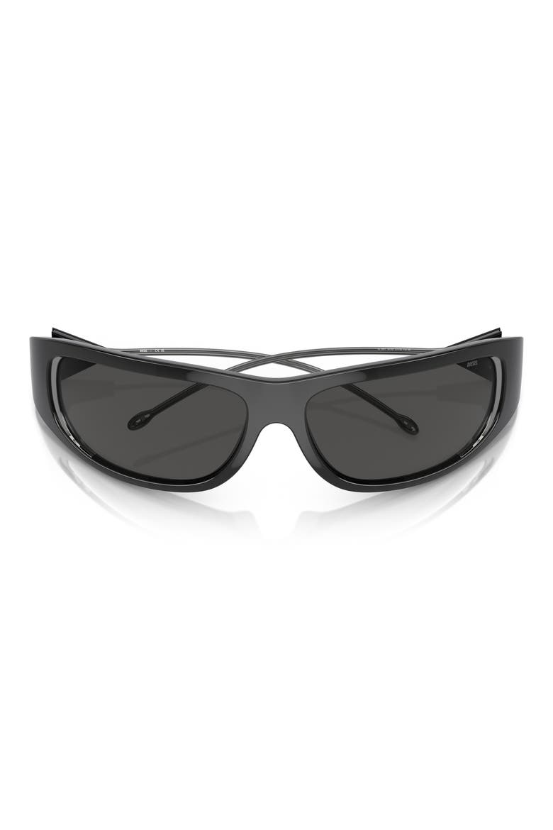 61mm Oval Sunglasses, Alternate, color, SHINY BLACK / DARK GREY