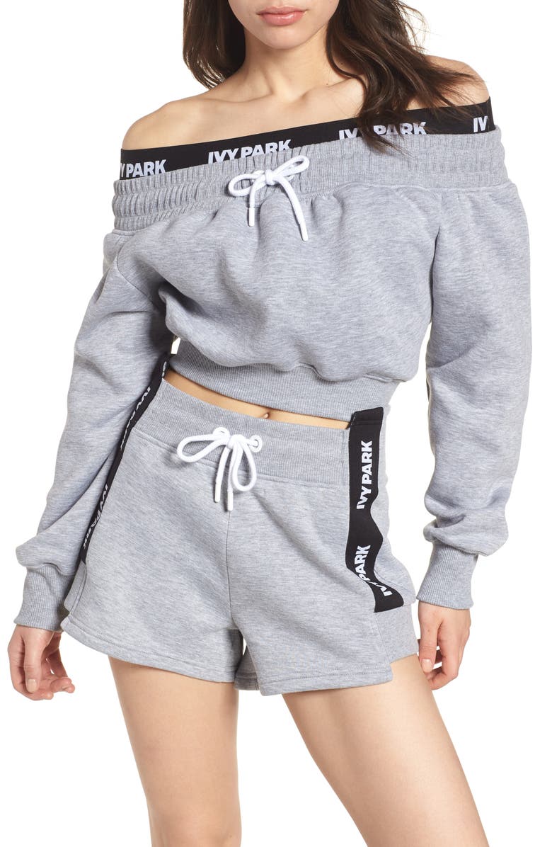 IVY PARK<sup>®</sup> Off the Shoulder Crop Sweatshirt, Main, color, 