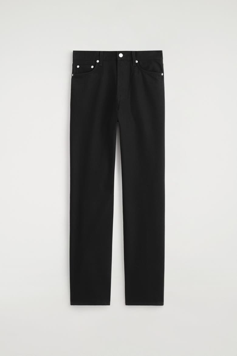 Chord Straight-Leg Jeans, Alternate, color, BLACK