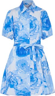 Milly Juni Floral Stretch Cotton Poplin Mini Shirtdress
