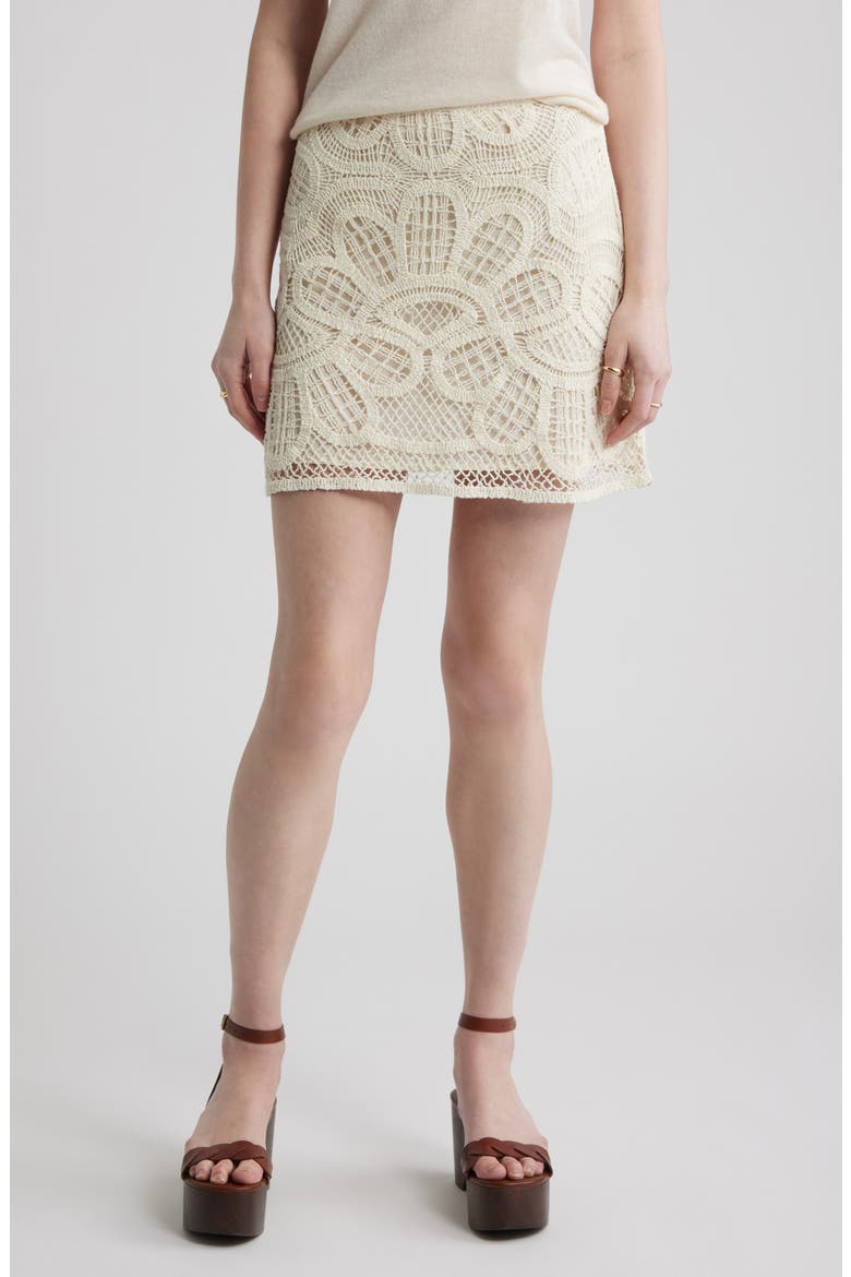 Crochet Miniskirt, Main, color, IVORY DOVE