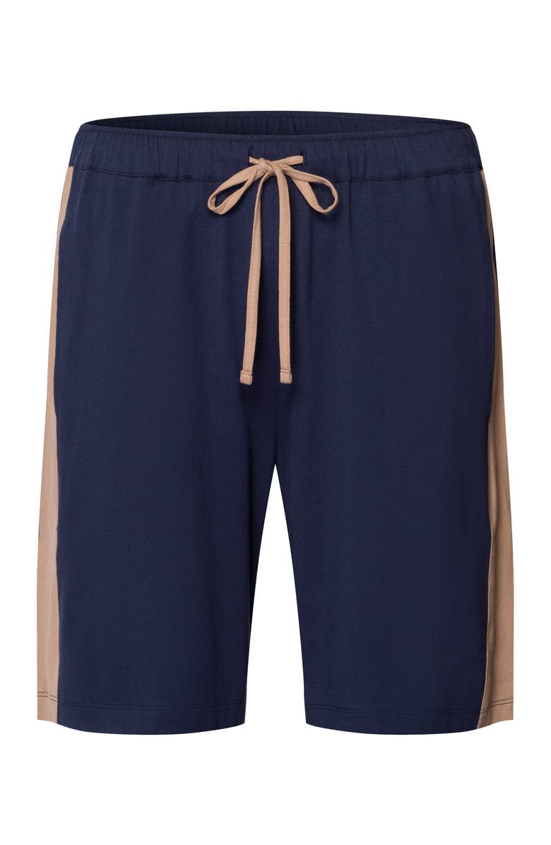 Hanro Night And Day Cotton Drawstring Shorts, Main, color, Deep Navy