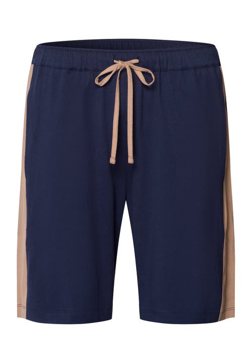Hanro Night And Day Cotton Drawstring Shorts In Blue