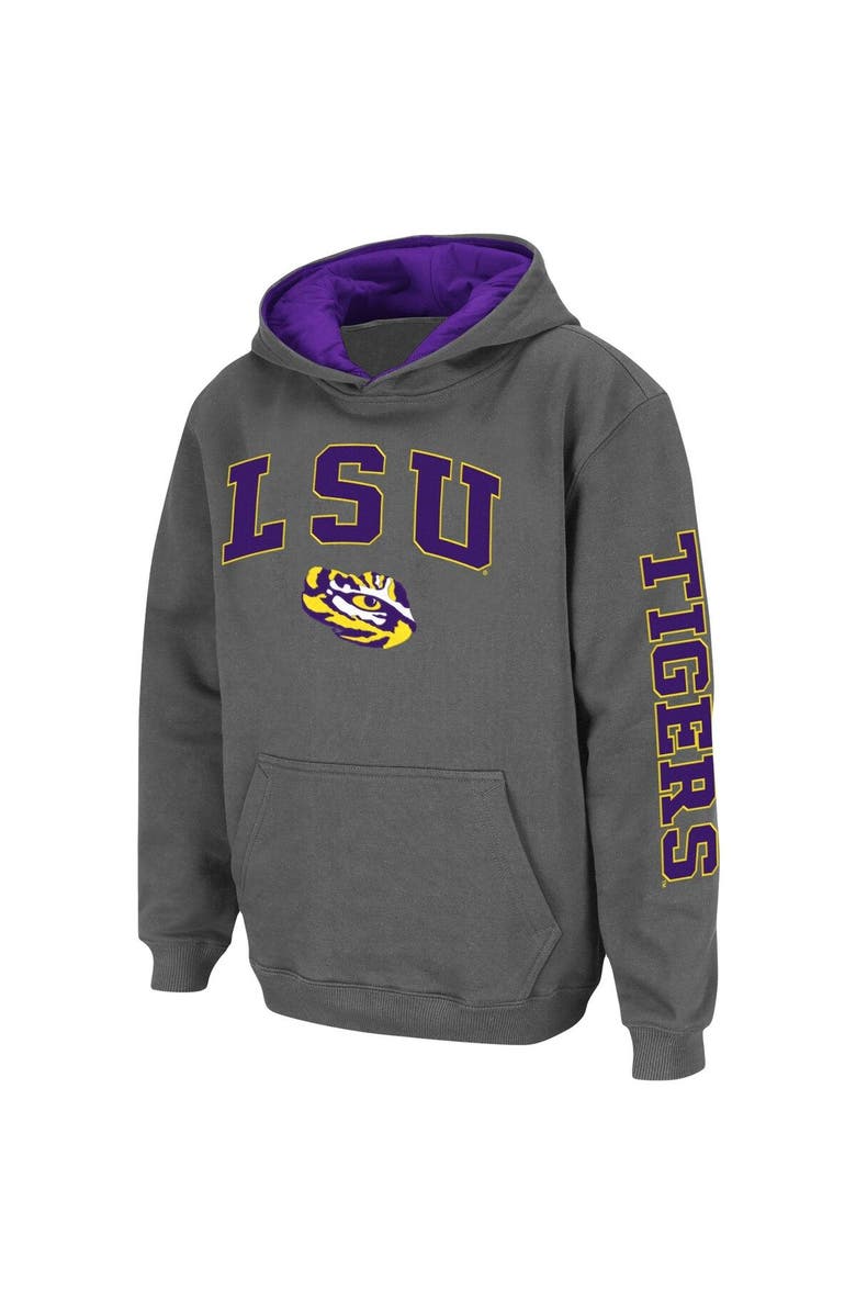 COLOSSEUM Youth Colosseum Charcoal LSU Tigers 2-Hit Team Pullover Hoodie, Alternate, color, Charcoal