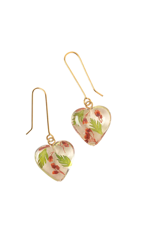 Uncommon Goods Birth Month Flower Heart Earrings In Gold