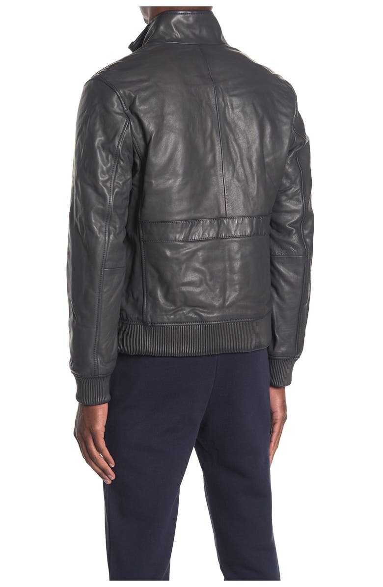 Michael Kors Mock Neck Leather Bomber Jacket, Alternate, color, 