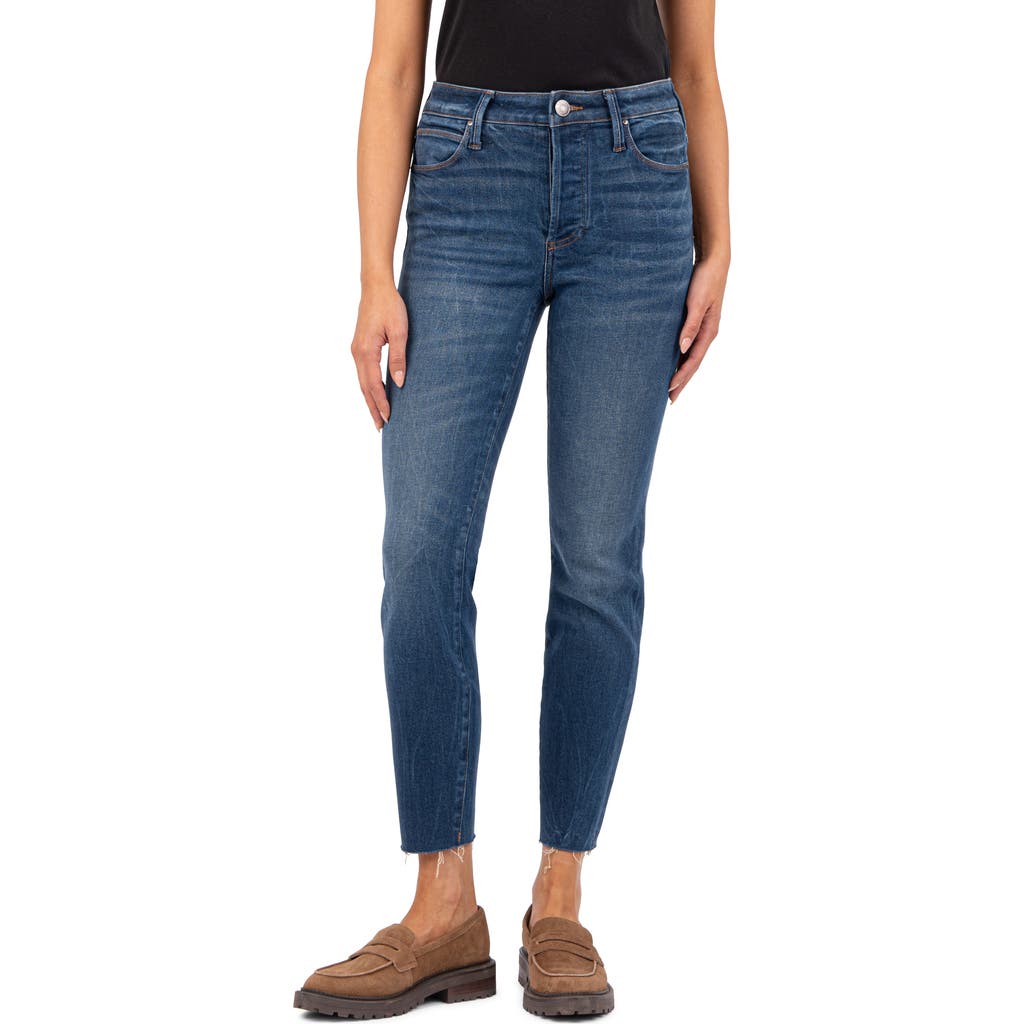 Kut From The Kloth Charlize High Waist Raw Hem Ankle Skinny Jeans In Jubilant