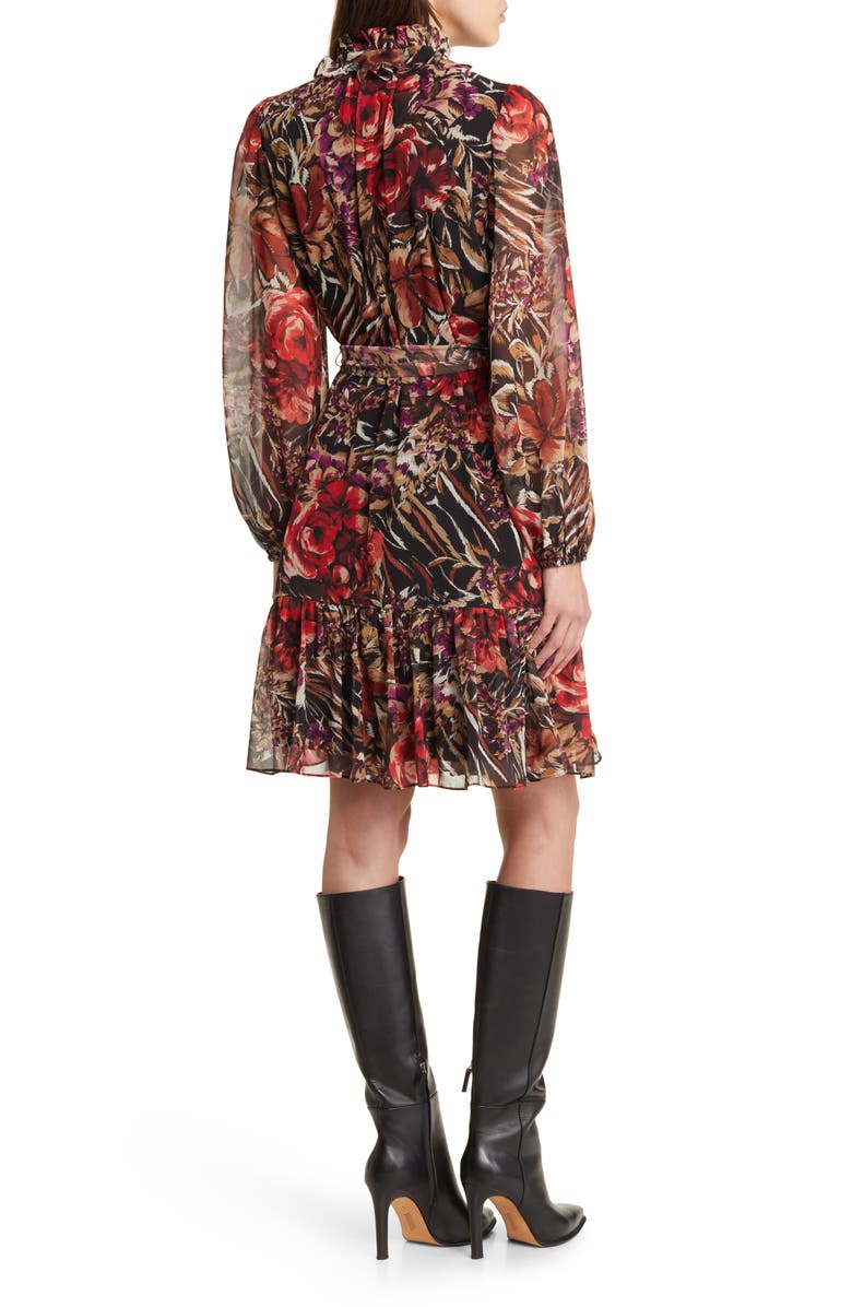 KOBI HALPERIN Sami Floral Ruffle Balloon Sleeve Chiffon Dress, Alternate, color,