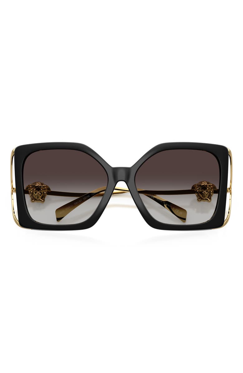 Versace 58mm Square Sunglasses, Alternate, color, Black / Grey Gradient Black