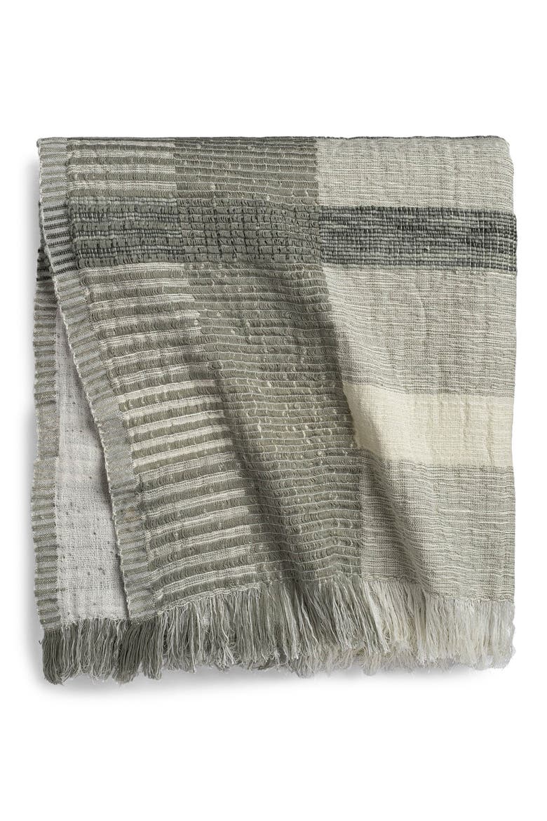 Zen Garden Plaid Throw, Main, color, GREEN