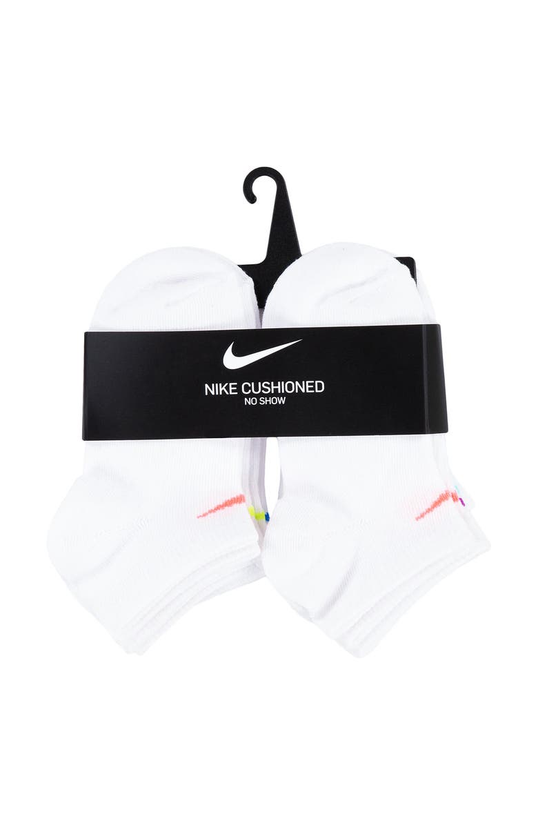 Nike Kids' Metallic Swoosh Cushioned Ankle Socks, Alternate, color, 001White