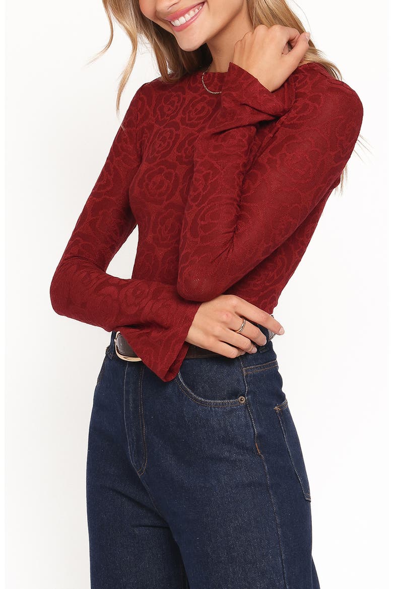 Jasmine Floral Jacquard Knit Top, Alternate, color, RED
