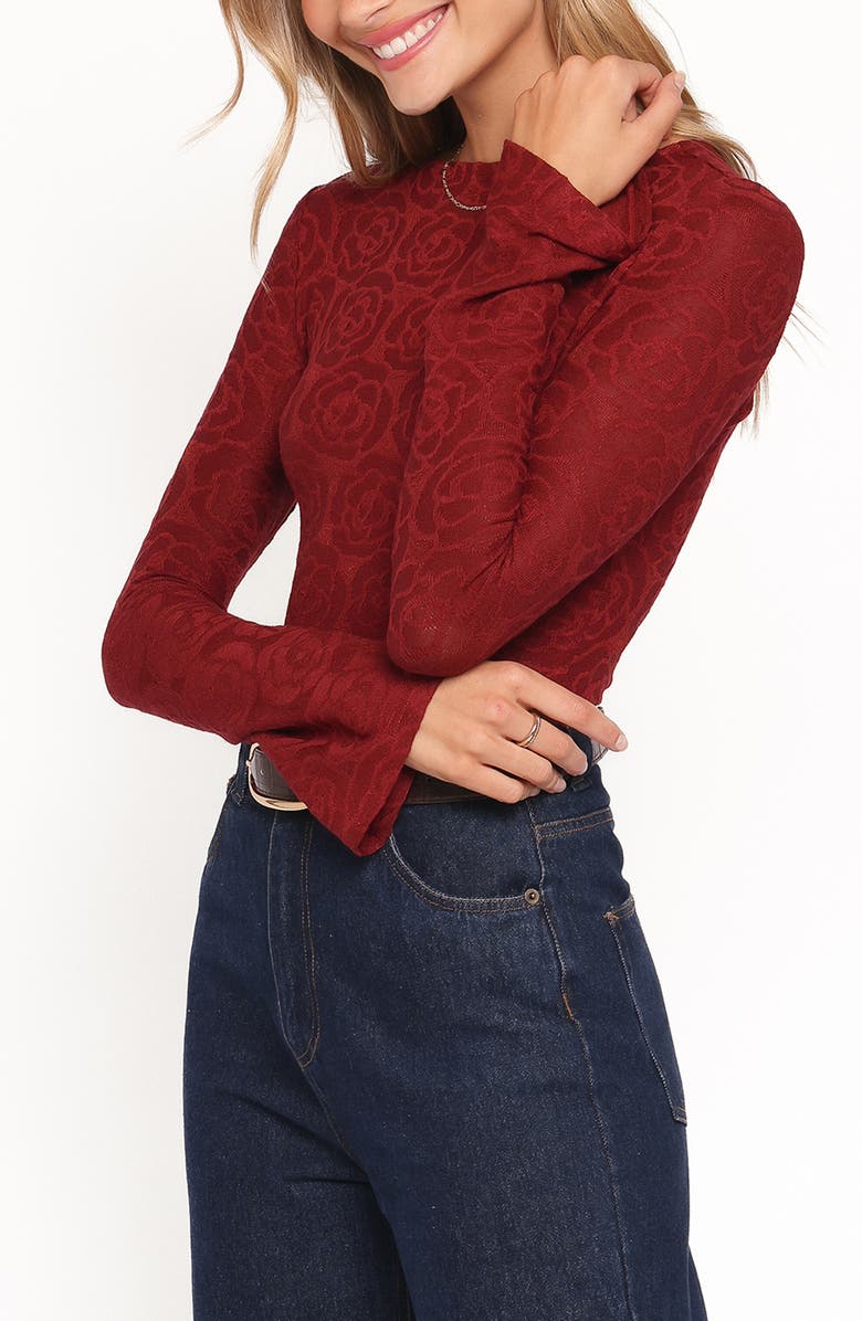 Petal & Pup Jasmine Floral Jacquard Knit Top, Alternate, color, Red