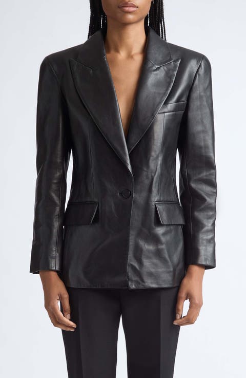 Sharp Shoulder Leather Jacket