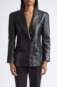 Balmain Sharp Shoulder Leather Jacket