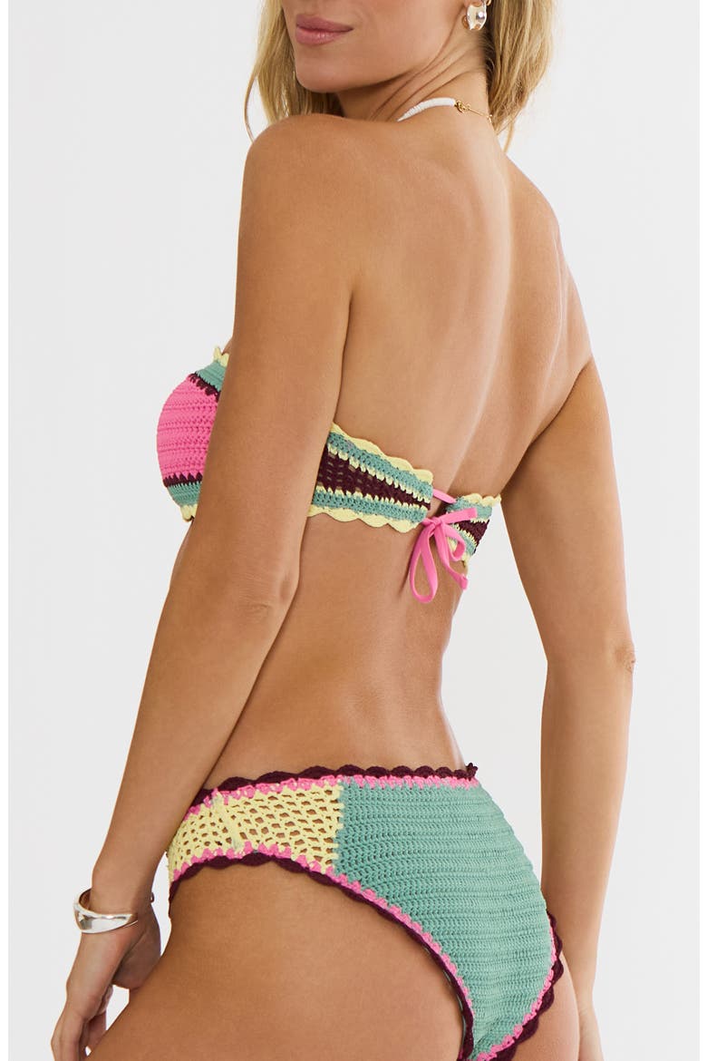 Rey Crochet Bandeau Swim Top, Alternate, color, RASPBERRY BLOOM CROCHET