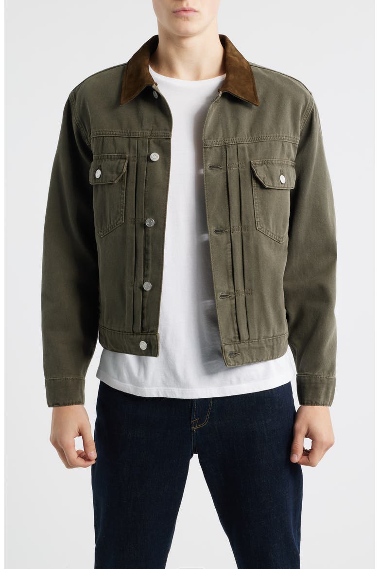 Cotton Canvas Trucker Jacket, Main, color, ANTIQUE DARK OLIVE