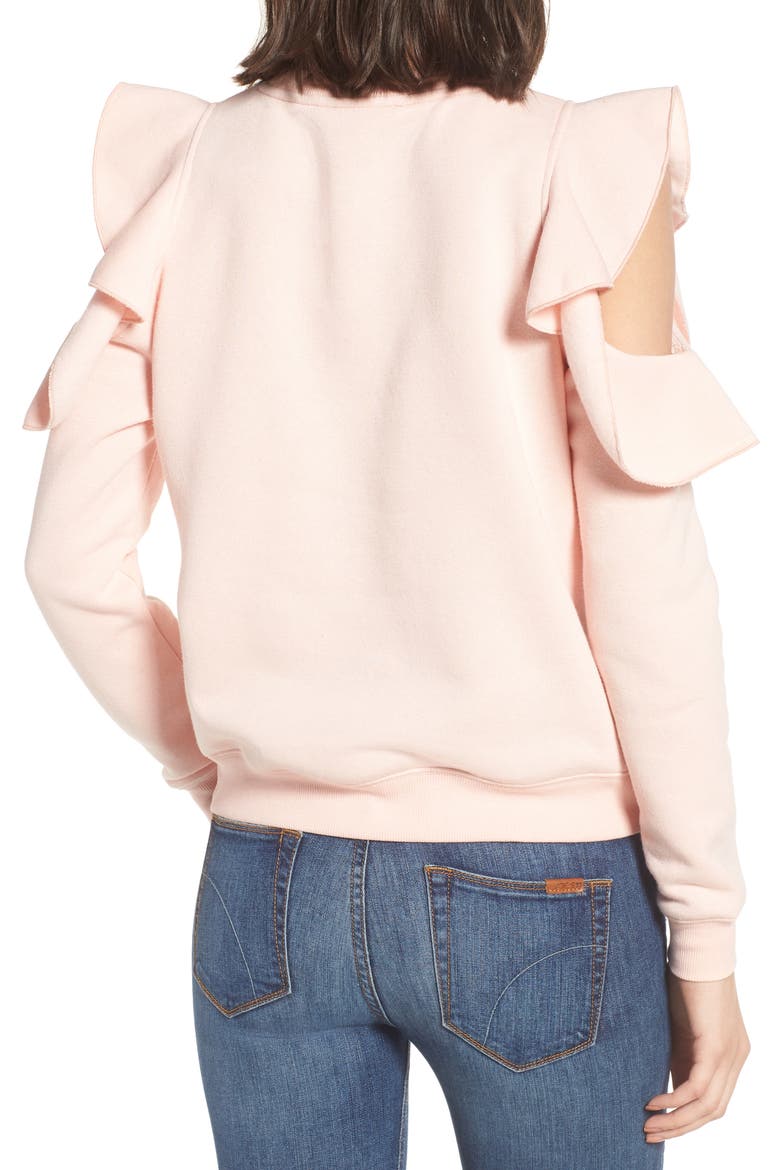 Gracie Cold Shoulder Sweatshirt, Alternate, color, LIGHT PINK