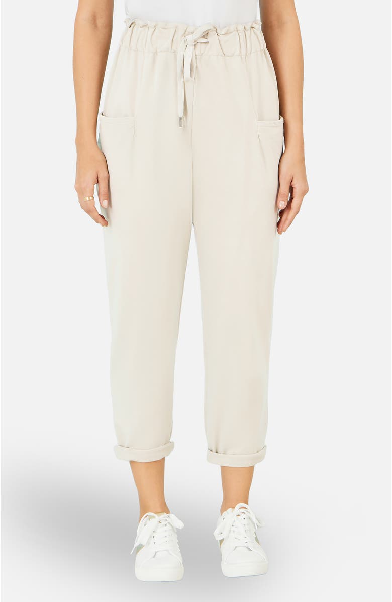 Yumi Cotton Relaxed Stretch Trousers, Main, color, Chalk