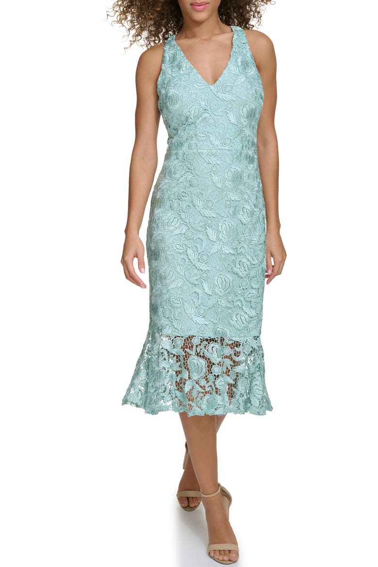 Floral Lace Halter Dress, Main, color, MINT