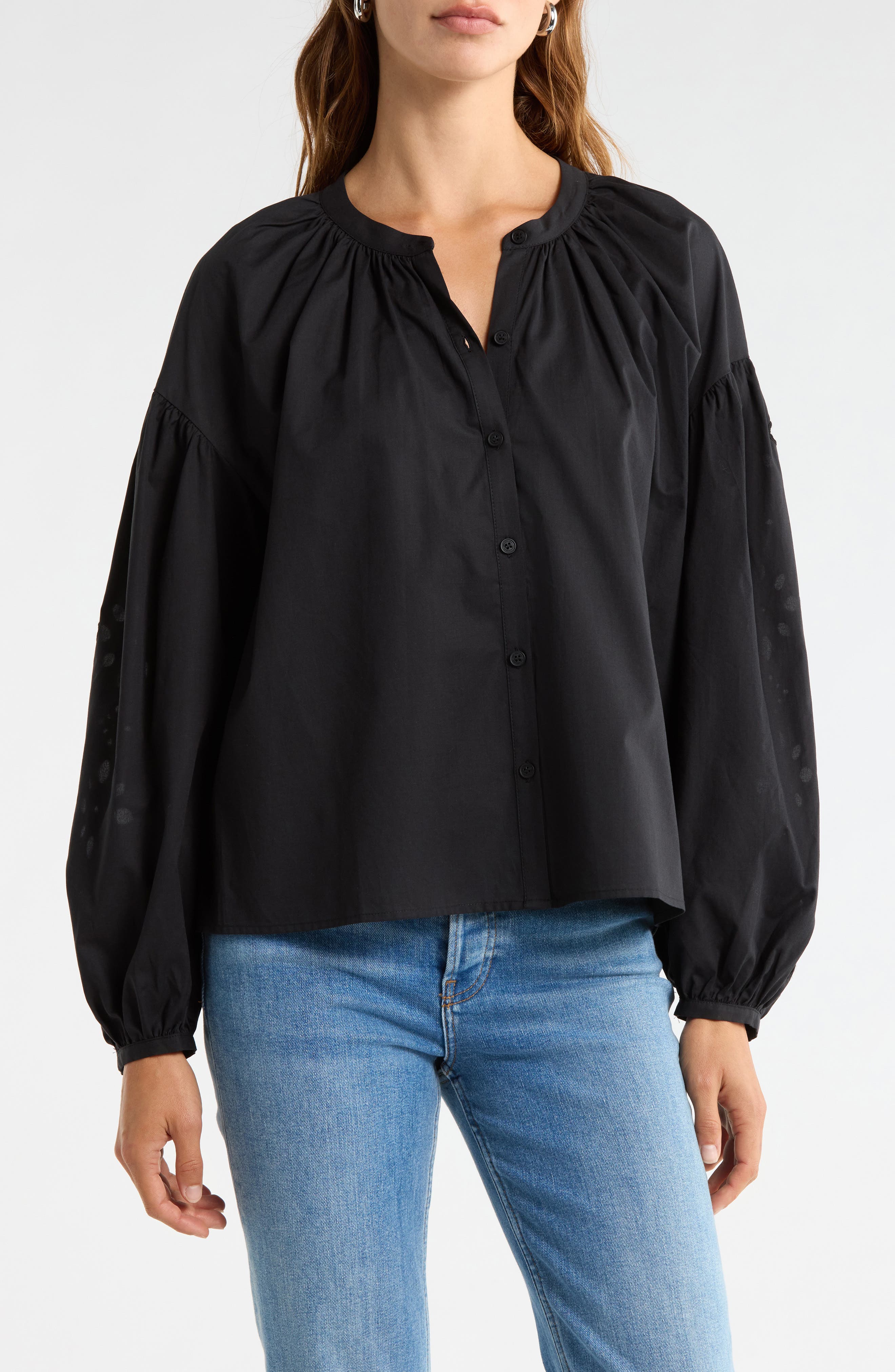 Embroidered Sleeve Top