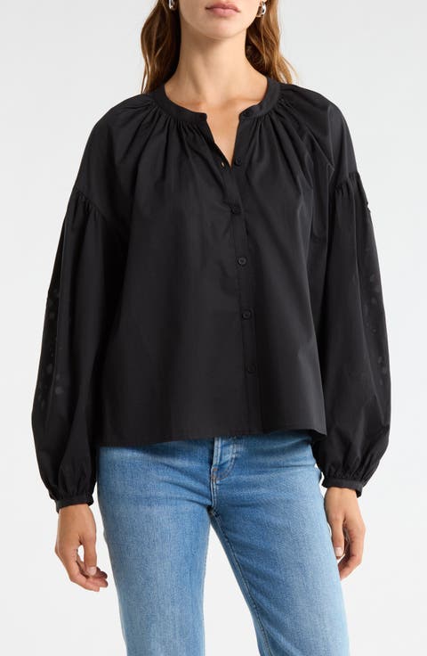Embroidered Sleeve Top