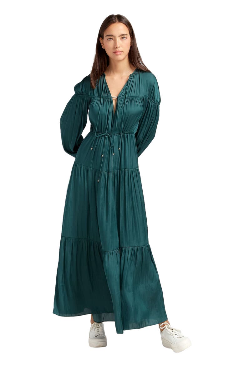 Window Seat Tiered Maxi Dress, Main, color, Dark Green