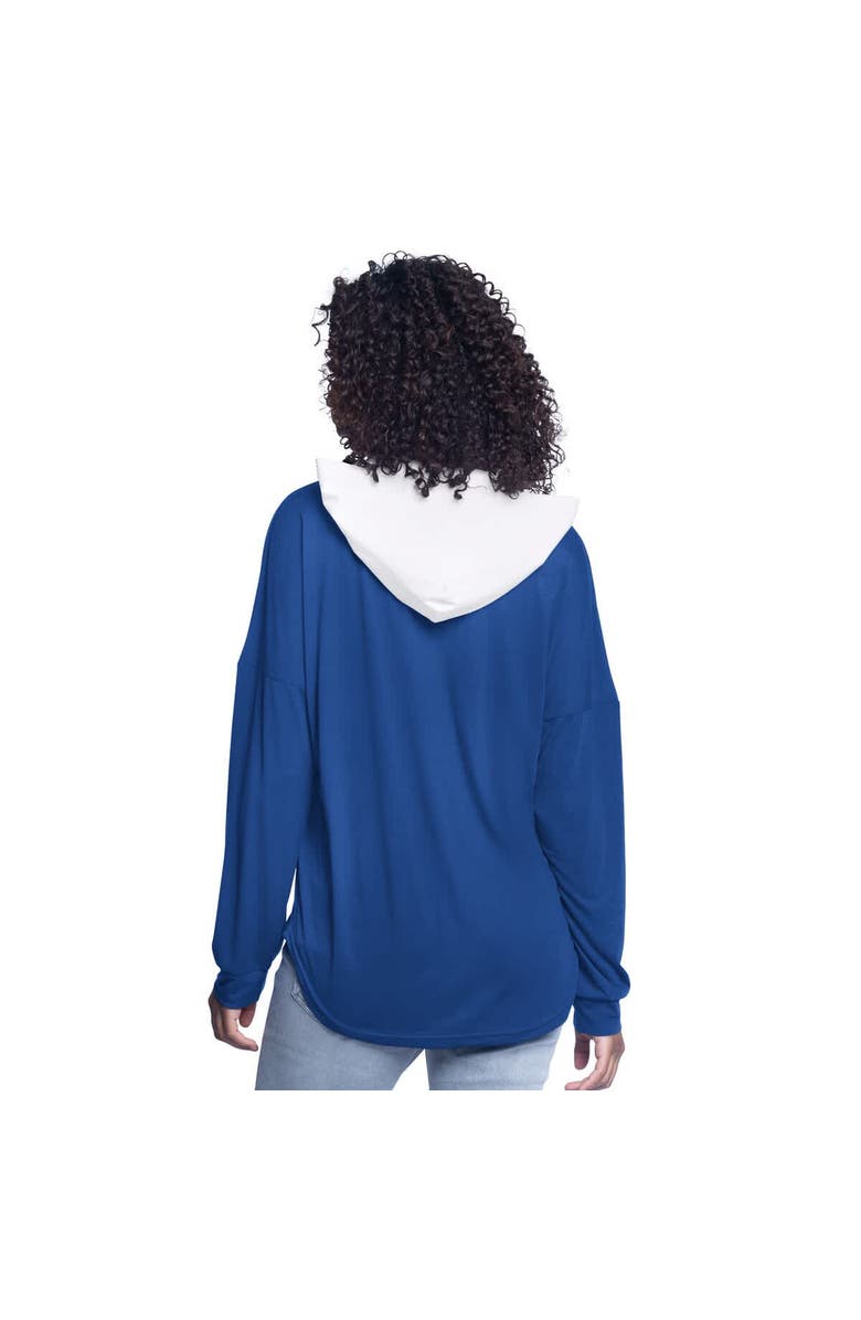 G-III 4HER BY CARL BANKS Women's G-III 4Her by Carl Banks Blue New York Knicks Bench Player Oversized Long Sleeve Hooded Top, Alternate, color, Blue