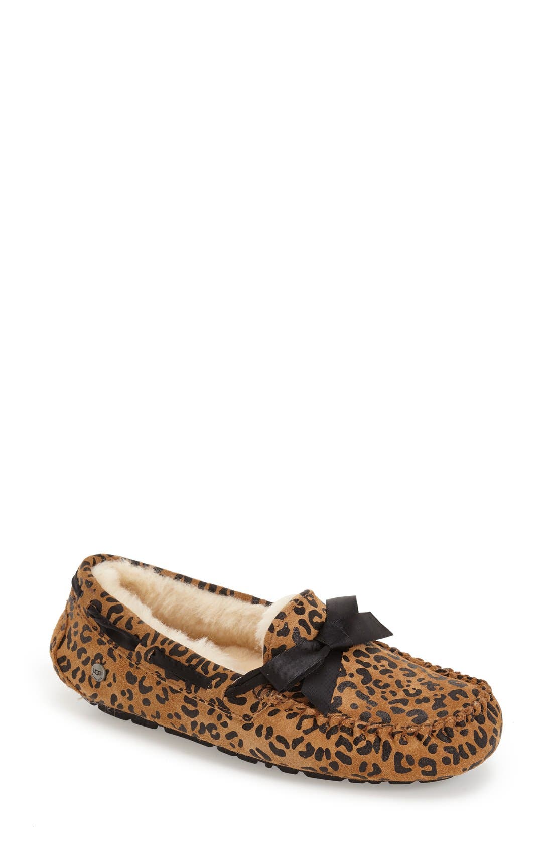 UGG<sup>®</sup> Dakota Leopard Print Bow Slipper, Main, color, 