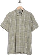Barbour Coldingham Regular Fit Windowpane Short Sleeve Linen & Cotton Button-Up Shirt